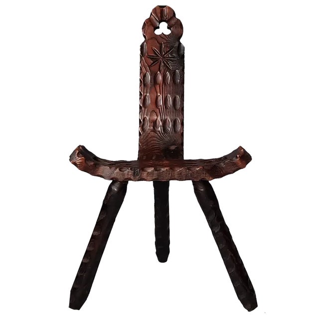 Spanish Wooden Stool, 1960s For Sale