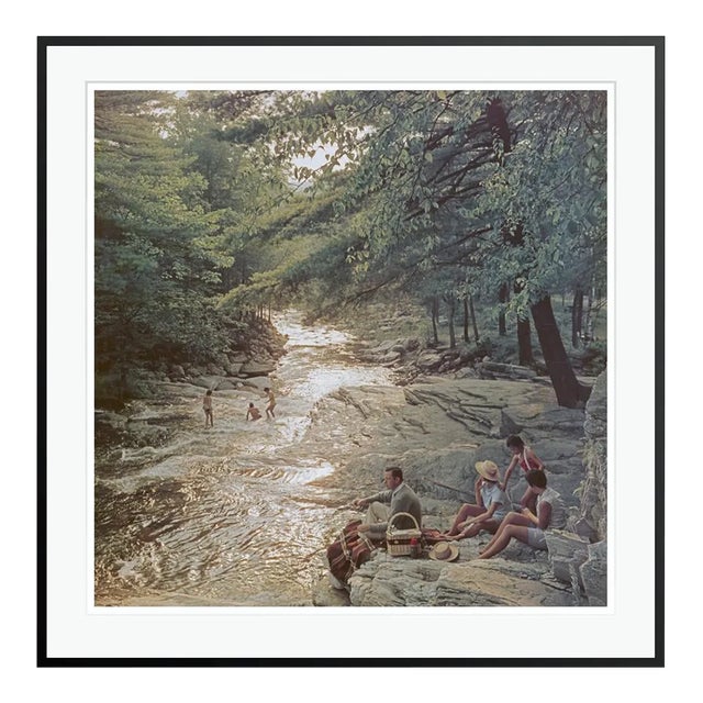 Campbell Falls Picnic 1959 by Slim Aarons Black Framed C-Print For Sale