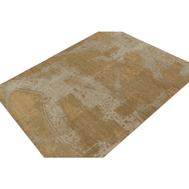 2010s Rug & Kilim’s Distressed Style Abstract Rug in Gold For Sale - Image 5 of 7