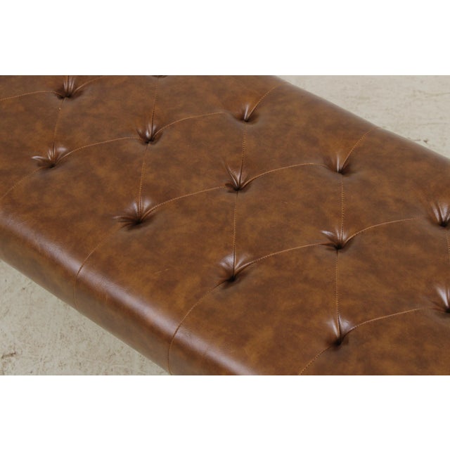 Safavieh Tufted Brown Leather Regency Window Bench For Sale - Image 11 of 16