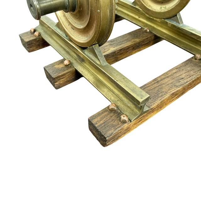 Brown Vintage Brass Railway Wheelset Display Model Paper Press, 1920s For Sale - Image 8 of 10