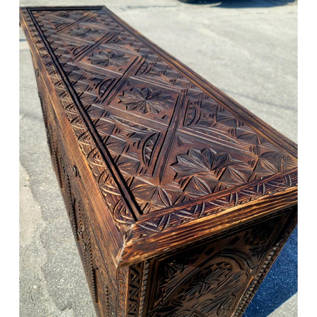 Brown Handmade Moroccan Berber‑Style Wooden Sideboard For Sale In Orlando - Image 6 of 8
