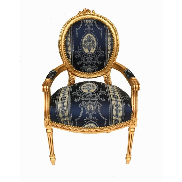Metal French Louis XVI I Gilt Armchairs, Set of 2 For Sale - Image 7 of 9