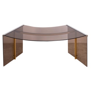 Desk in Bronzed Glass attributed to Pierangelo Gallotti and Radice, Italy, 1980s For Sale