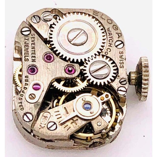 Metal Art Deco Style 14 Karat White Gold Eloga Ladies Wristwatch With 17 Jewels For Sale - Image 7 of 8