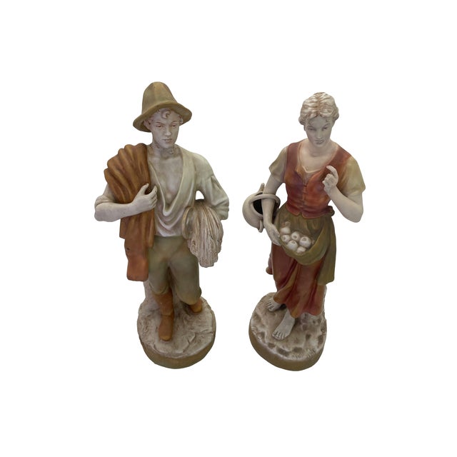 Early 20th Century Royal Dux Porcelain Harvest Figurines — A Pair For Sale - Image 5 of 17