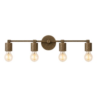 Contemporary Handcrafted Brass 4-Light Vanity Sconce, Antique Brass Bathroom Mirror & Wall Picture Light For Sale
