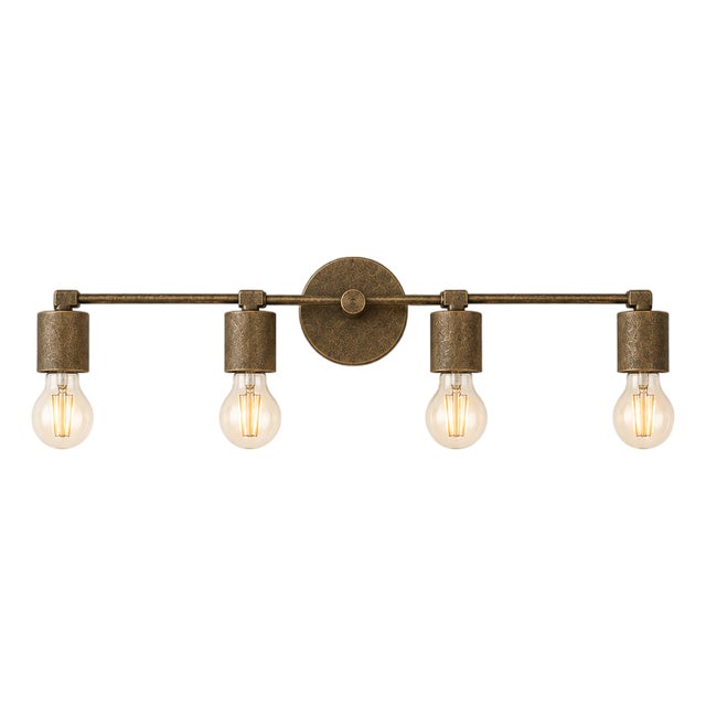 Contemporary Handcrafted Brass 4-Light Vanity Sconce, Antique Brass Bathroom Mirror & Wall Picture Light For Sale