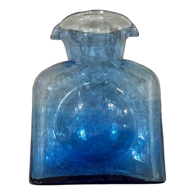 MCM Blue Blenko Glass Bottle For Sale