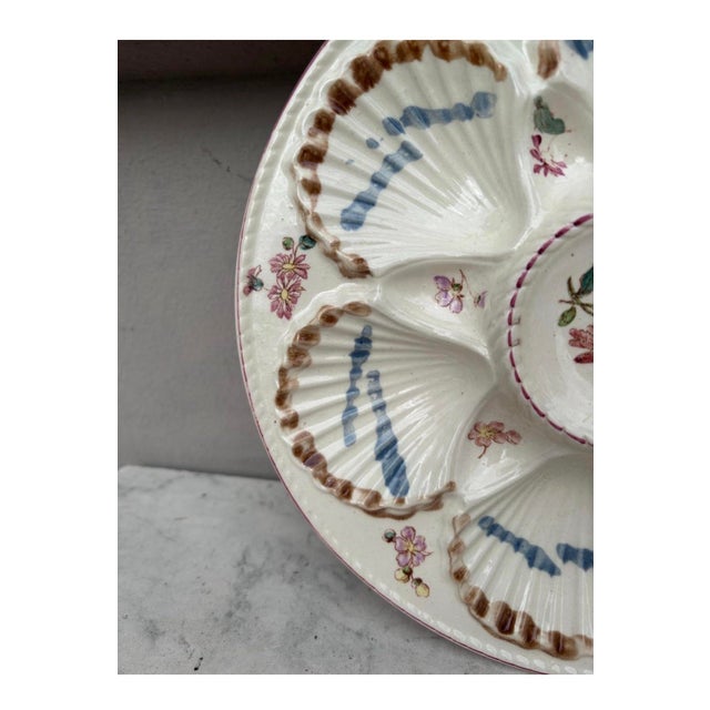French 19th Century Majolica Oyster Flowers Plate Longchamp For Sale - Image 3 of 5