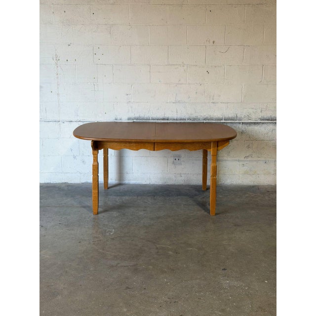 Wood Oak Extendable Dining Table With 3 Leaves Mid-Century Modern 1970s For Sale - Image 7 of 12
