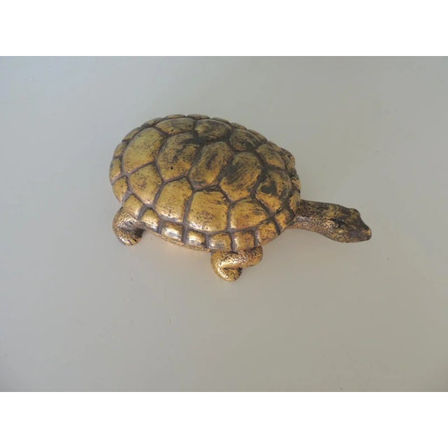 1990s Gold Leaf Terracotta Turtle Candle From Mexico For Sale - Image 5 of 8