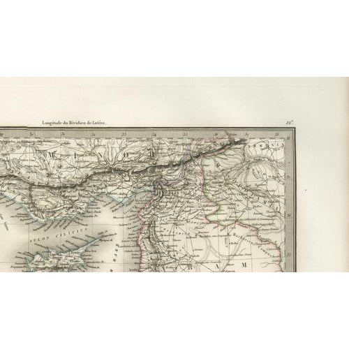 Black Antique Map of Syria, Egypt and the Nile Delta by Lapie, 1838 For Sale - Image 8 of 12