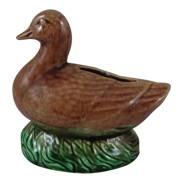 19th Century French Majolica Duck Bank For Sale