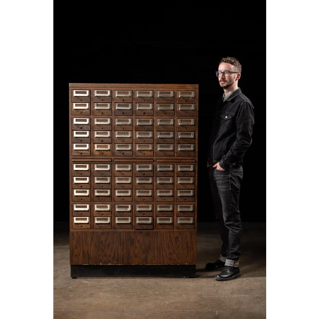 c. 1960s; (likely) Library Bureau/Remington Office Systems - Boston, MA Mid-century modern wooden card catalog with 60...
