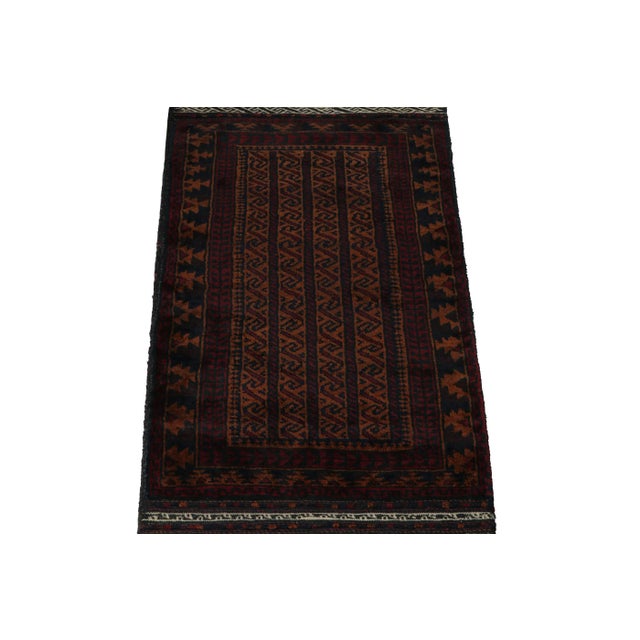 Tribal Rug & Kilim’s Baluch Tribal Rug With Burgundy and Brown Geometric Patterns For Sale - Image 3 of 7