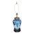 Wildwood Chinoiserie Blue/White Ginger Jar Gold Accent Finial Harp Switch on Brown Wood Stand Lamp Vintage For Sale