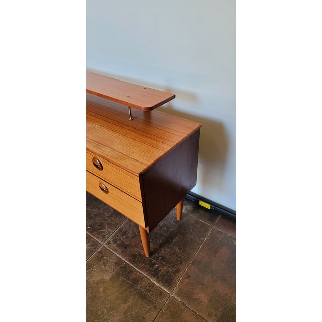 Wood Mid Century Danish Teak Small Credenza Dresser Tv Stand For Sale - Image 7 of 10
