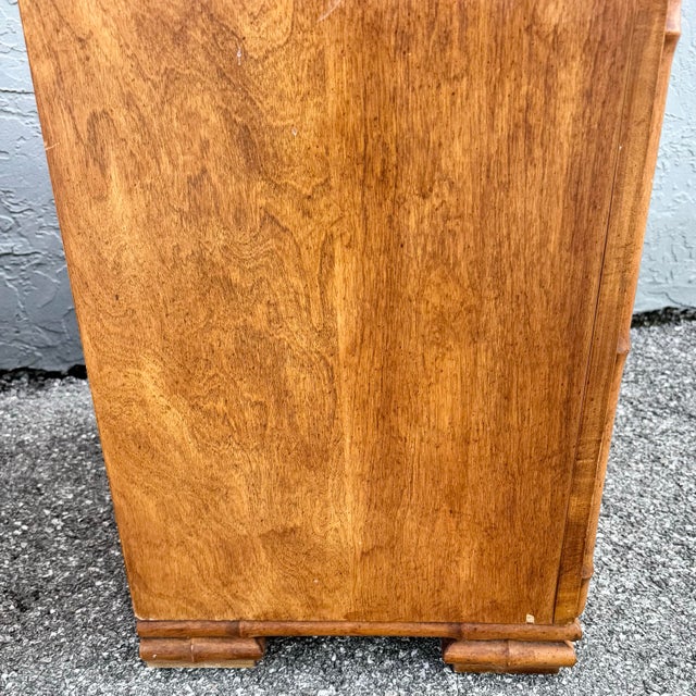 Brown Vintage Coastal Faux Bamboo and Wicker Nightstands - A Pair For Sale - Image 8 of 8