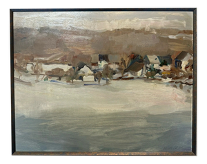 Unknown, Winter Landscape Village Snow, 1994, Oil on Cardboard