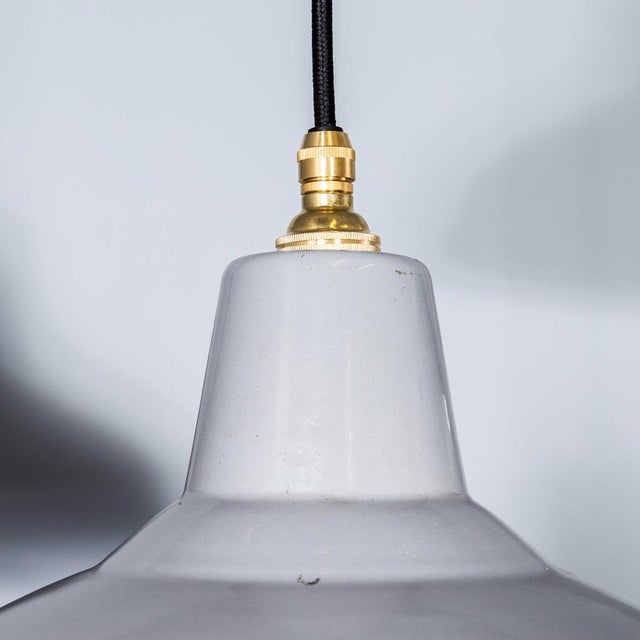Textile Industrial Grey Enamelled Pendant Lamp from Benjamin, 1950s For Sale - Image 7 of 12