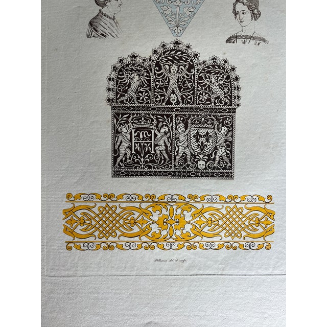 This beautiful etching reproduction depicts the embroidery patterns in cutwork technique designed for the ladies of the...