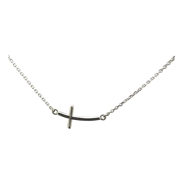 The Bevan: Ladies 14K White Gold Cross Necklace For Sale