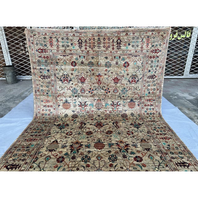 Hand-Knotted Afghan Sultanabad Chobi Wool Area Rug - 7'11" X 11'6" For Sale - Image 4 of 11