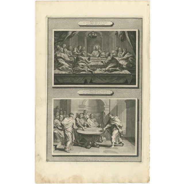 Baroque Mortier, Dutch Baroque Passion of Christ Double Scenes, Engravings, 1700, Framed, Set of 3 For Sale - Image 3 of 10
