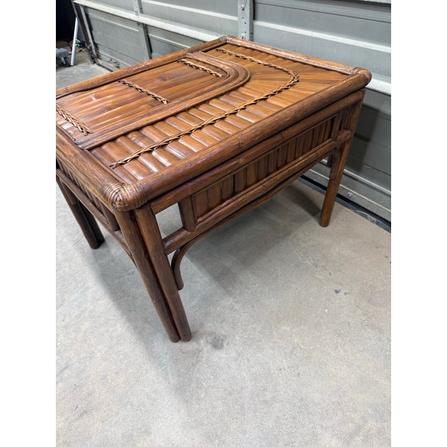 1970s Split Bamboo Rising Sun Side Table For Sale - Image 10 of 12