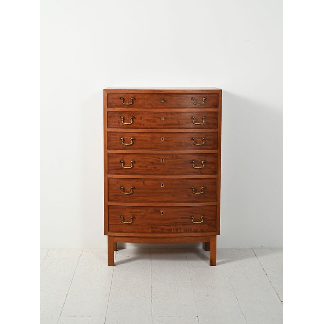 Scandinavian Mahogany Chest of Drawers with Brass Handles, 1940s For Sale - Image 11 of 11