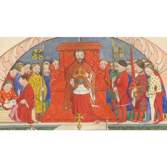 Mid 19th Century Mercuri, Medieval Royal Court and Altar Ceremony, Hand-Colored Print, 1845, Print For Sale - Image 5 of 11