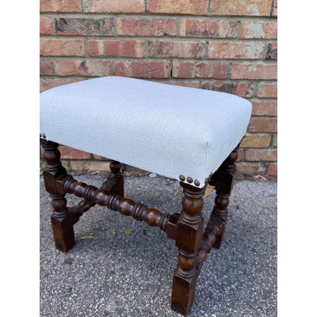 Newly Upholstered English Stool For Sale - Image 4 of 5