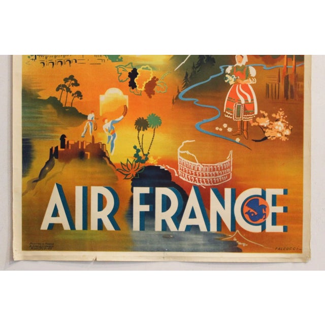 1949 French Aviation Poster - Air France Europe - Falcucci For Sale - Image 4 of 5