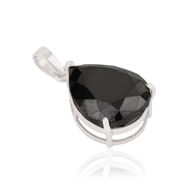 VRJewels 5.89ct Bold Black Diamond Pear Cut Solitaire Pendant in 14k White Gold For Sale - Image 4 of 14