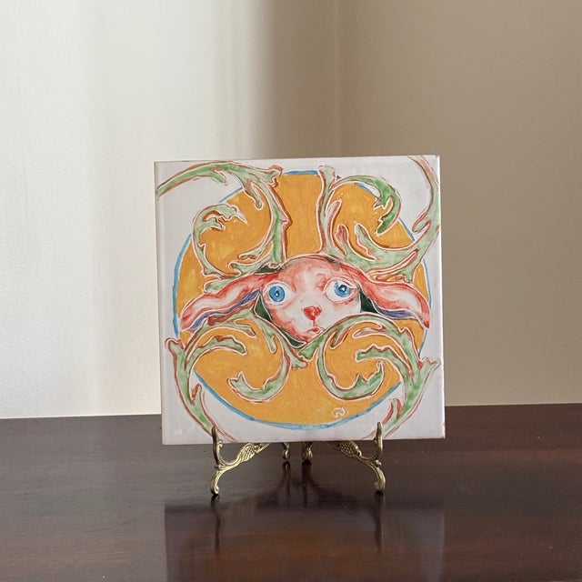 Rustic European Hand Painted Italian Decorative Tile For Sale - Image 3 of 14