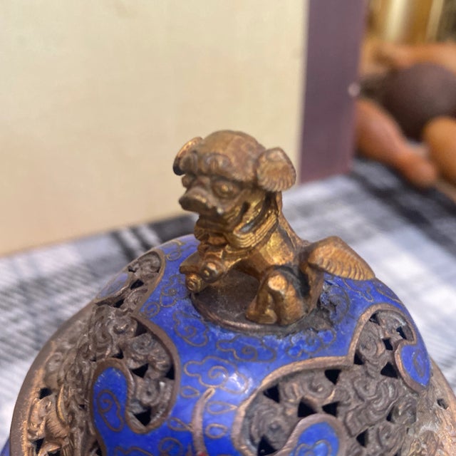 1970s Asian Blue Footed Cloisonné For Sale - Image 5 of 8