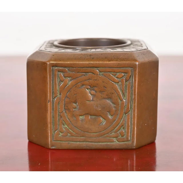 Early 20th Century Tiffany Studios Bronze Zodiac Pen or Brush Cup Holder, Signed and Numbered For Sale - Image 5 of 12