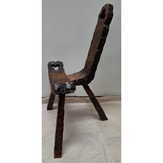 20th Century Hand-Crafted Brutalist Tripod Spanish Birthing Chair For Sale - Image 10 of 11