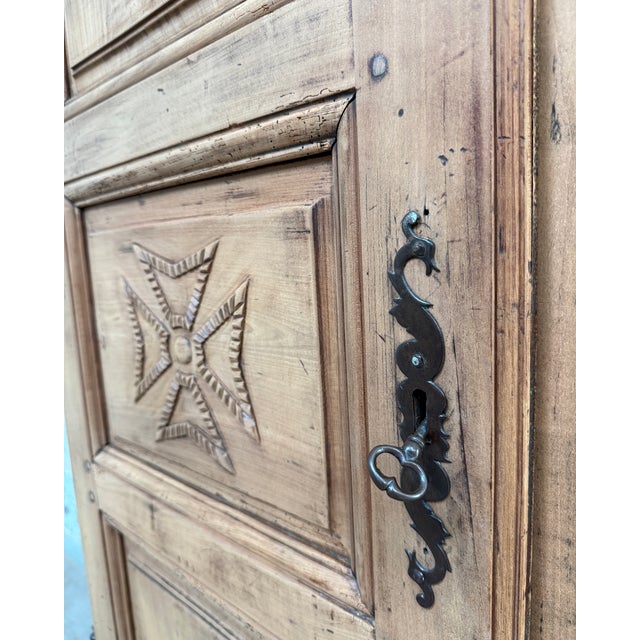 Antique Cherrywood Bonnetière with Clock For Sale - Image 10 of 13