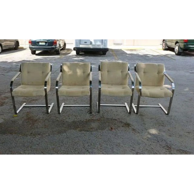 1970s Mid-Century Modern Brueton Heavy Thick Chromed Steel Arm Chairs - Set of 4 For Sale - Image 11 of 11