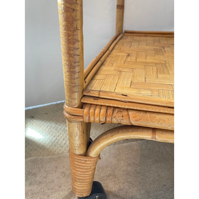 Wood French Riviera Bar Cart in Bamboo, 1960s For Sale - Image 7 of 15
