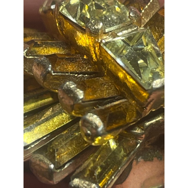 Schreiner of New York: Vintage Starburst Earrings With Amber and Citrine Glass Crystal, Pair For Sale - Image 10 of 10