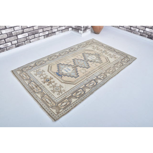 Tan 1960s Oriental Design Wool Antique Area Rug For Sale - Image 8 of 11