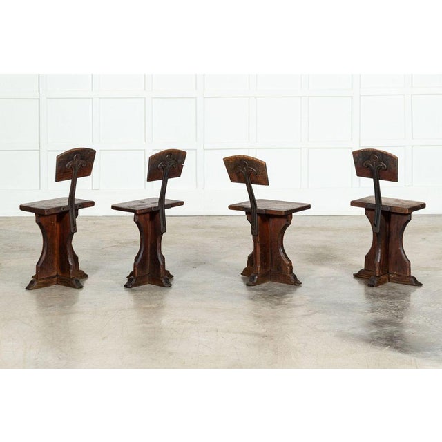 19th Century English Ecclesiastical Pine Chairs, 1890s, Set of 4 For Sale - Image 6 of 15