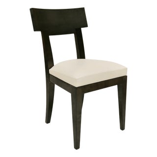 Chair in Anthracite Sycamore with Aniline Premium White Leather Seat For Sale
