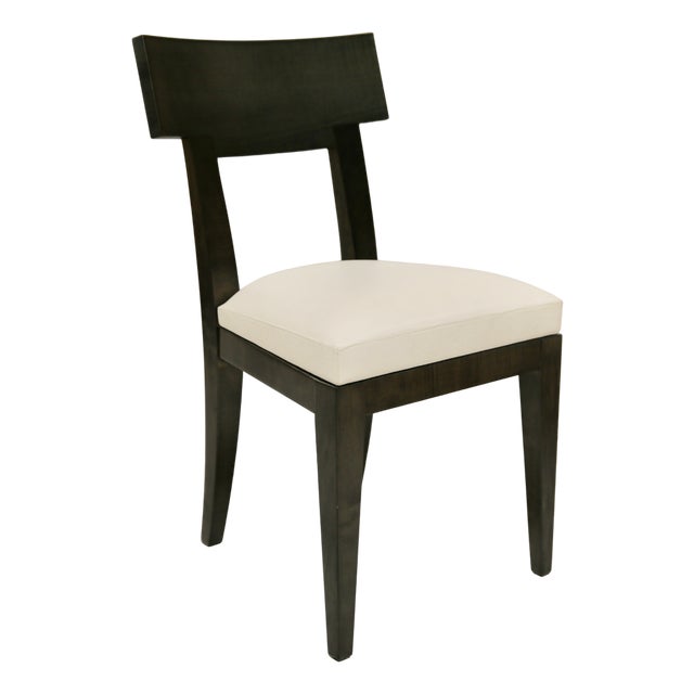 Chair in Anthracite Sycamore with Aniline Premium White Leather Seat For Sale