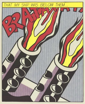 1997 Roy Lichtenstein 'That My Ship Was Below Them (Panel 3)' Pop Art Black & White, Red, Yellow Netherlands Offset Lithograph