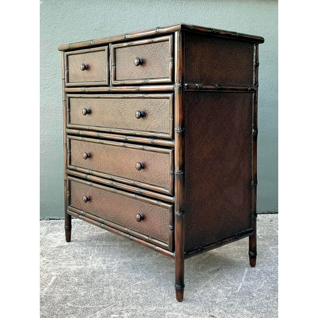 Vintage Woven Rattan Chest of Drawers For Sale - Image 4 of 12