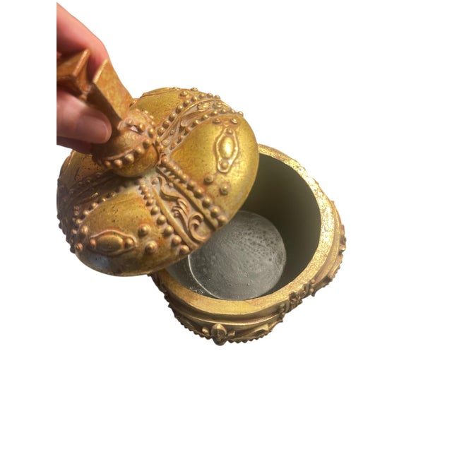 Baroque Gilded Crown Jewelry Box For Sale - Image 3 of 3